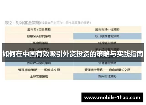 如何在中国有效吸引外资投资的策略与实践指南 如何在中国有效吸引外资投资的策略与实践指南