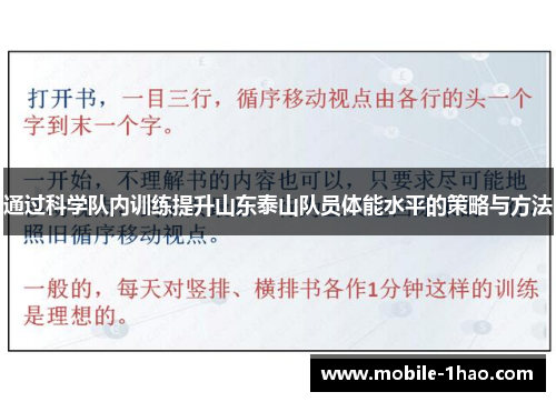 通过科学队内训练提升山东泰山队员体能水平的策略与方法 通过科学队内训练提升山东泰山队员体能水平的策略与方法