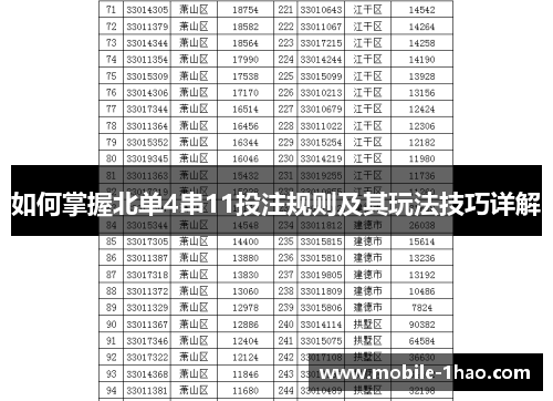 如何掌握北单4串11投注规则及其玩法技巧详解 如何掌握北单4串11投注规则及其玩法技巧详解