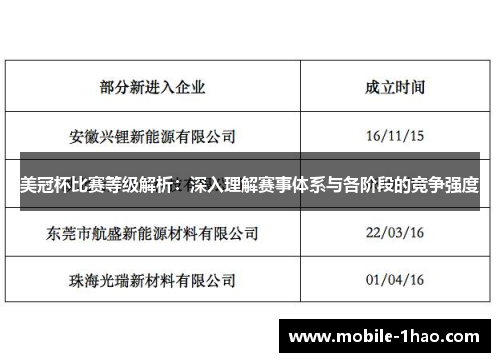 美冠杯比赛等级解析:深入理解赛事体系与各阶段的竞争强度 美冠杯比赛等级解析:深入理解赛事体系与各阶段的竞争强度