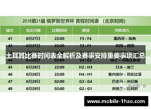土耳其比赛时间表全解析及赛事安排重要事项汇总 土耳其比赛时间表全解析及赛事安排重要事项汇总