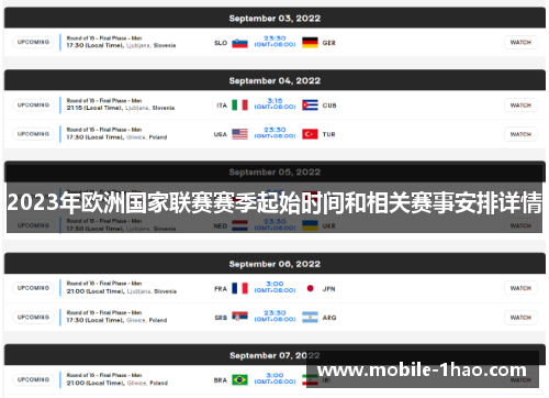 2023年欧洲国家联赛赛季起始时间和相关赛事安排详情 2023年欧洲国家联赛赛季起始时间和相关赛事安排详情