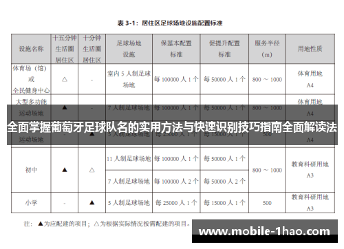 全面掌握葡萄牙足球队名的实用方法与快速识别技巧指南全面解读法 全面掌握葡萄牙足球队名的实用方法与快速识别技巧指南全面解读法