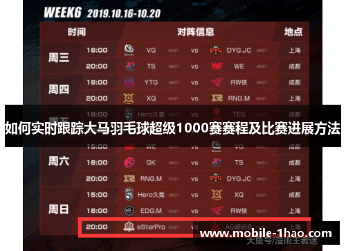 如何实时跟踪大马羽毛球超级1000赛赛程及比赛进展方法 如何实时跟踪大马羽毛球超级1000赛赛程及比赛进展方法