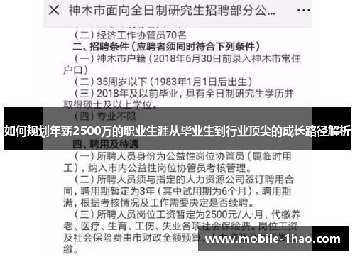 如何规划年薪2500万的职业生涯从毕业生到行业顶尖的成长路径解析